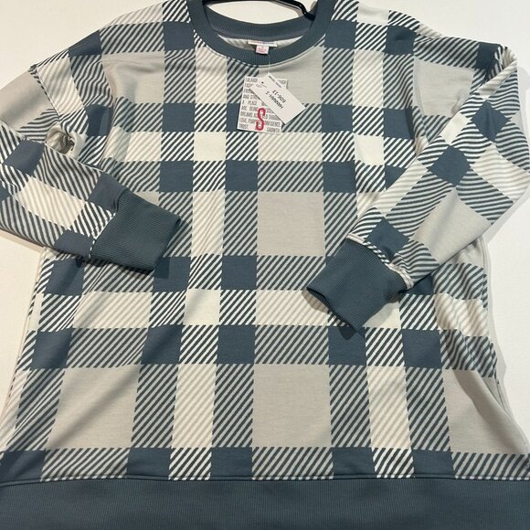 BRAND NEW - Lularoe Small Hannah Long Sleeve w/ Tags - Blue Plaid - Picture 1 of 6